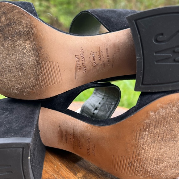 Women’s Stuart Weitzman Black Block Heel Buckle Style Suede Sandal SIZE 7 - Picture 10 of 11